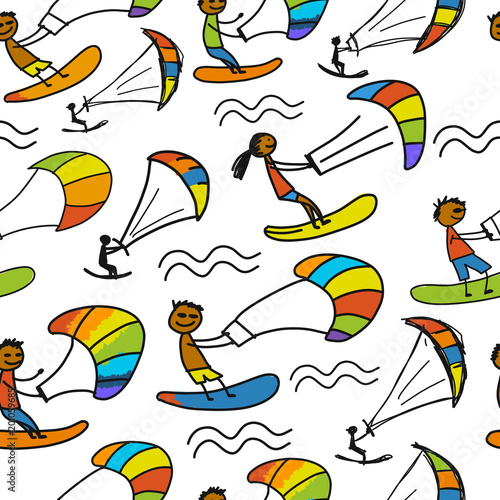 Kiteboarding, seamless pattern for your design