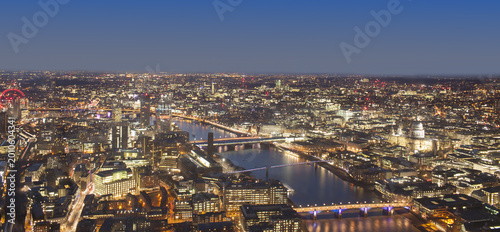 London cityscape at night, United Kingdom. Aerial view © Ioan Panaite