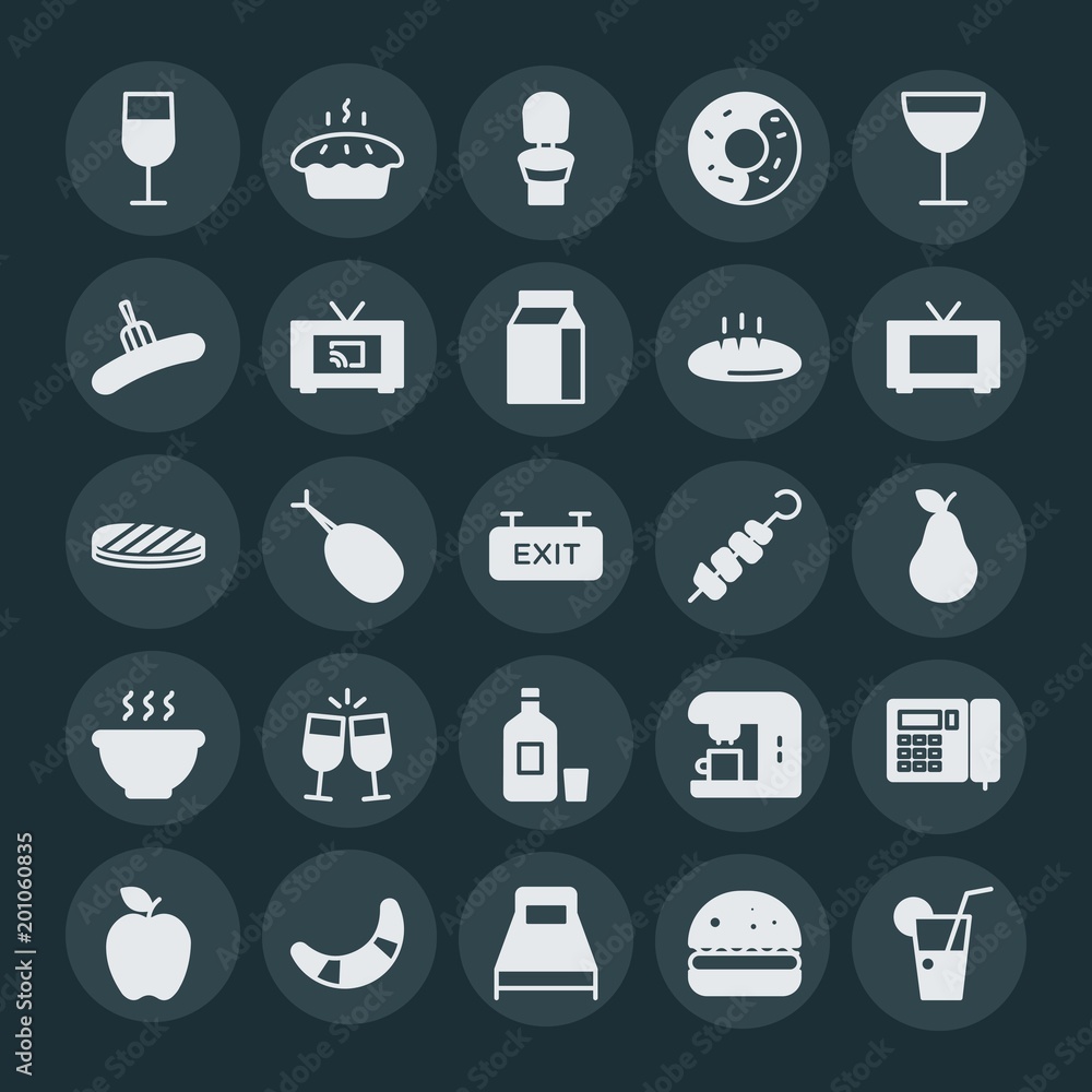 Modern Simple Set of food, hotel, drinks Vector fill Icons. ..Contains such Icons as stationery, bed, espresso, fried, icon, cup, fast and more on dark background. Fully Editable. Pixel Perfect. Modern Simple Set of food, hotel, drinks Vector fill Icons. ..Contains such Icons as stationery, bed, espresso, fried, icon, cup, fast and more on dark background. Fully Editable. Pixel Perfect.