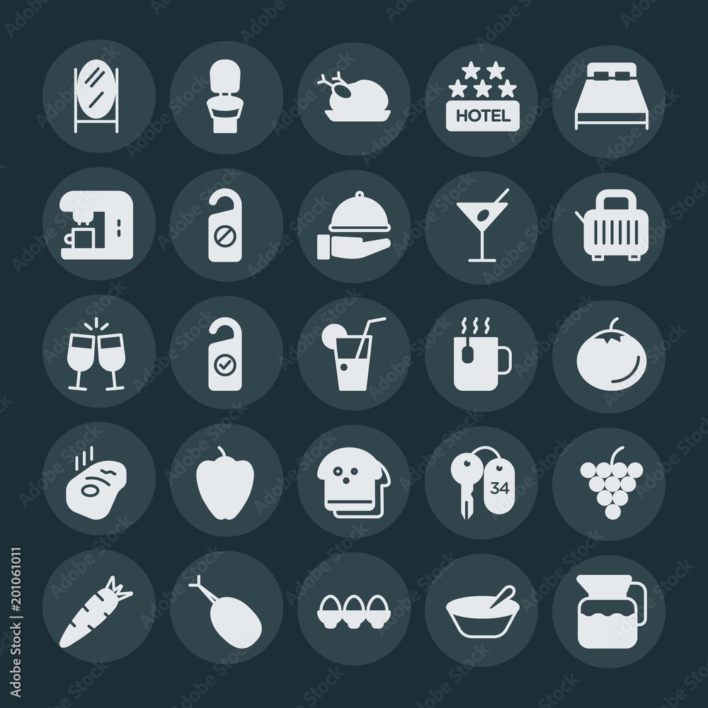 Modern Simple Set of food, hotel, drinks Vector fill Icons. ..Contains such Icons as modern, chicken, healthy, interior, fried, egg and more on dark background. Fully Editable. Pixel Perfect. Modern Simple Set of food, hotel, drinks Vector fill Icons. ..Contains such Icons as modern, chicken, healthy, interior, fried, egg and more on dark background. Fully Editable. Pixel Perfect.