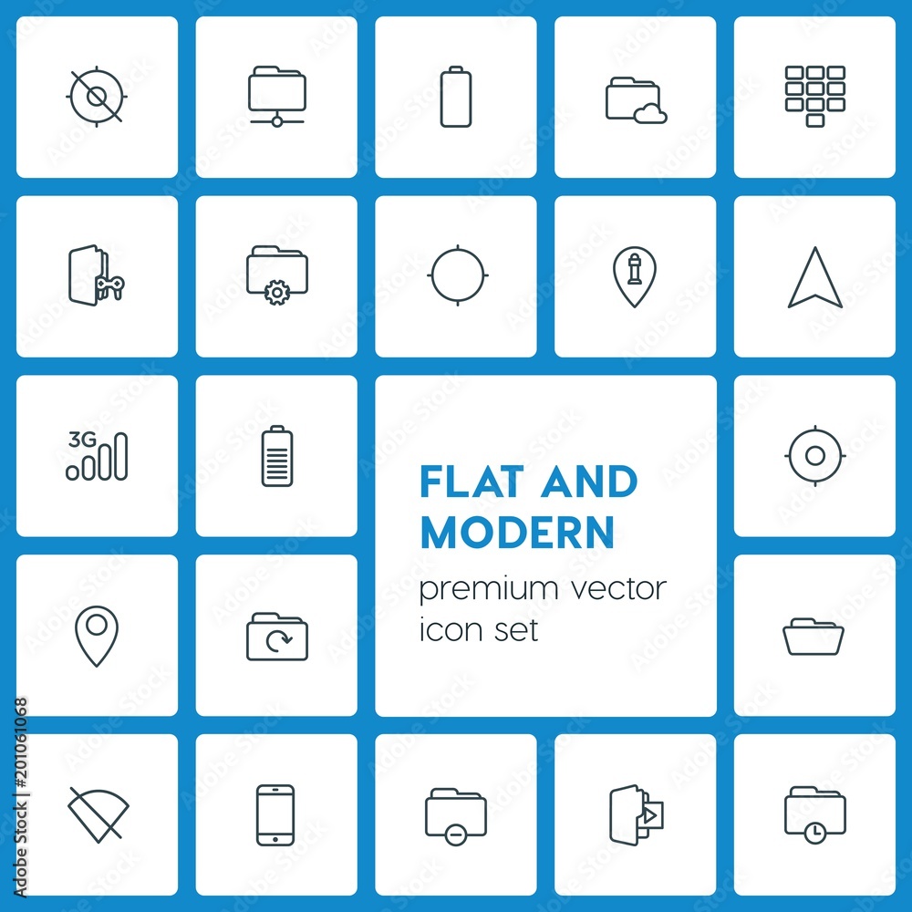 Modern Simple Set of location, folder, mobile Vector outline Icons. ..Contains such Icons as number, music, blank, phone, energy, web and more on dark background. Fully Editable. Pixel Perfect Modern Simple Set of location, folder, mobile Vector outline Icons. ..Contains such Icons as number, music, blank, phone, energy, web and more on dark background. Fully Editable. Pixel Perfect