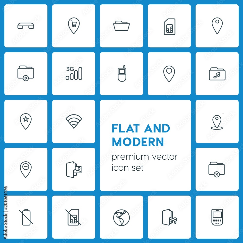 Modern Simple Set of location, folder, mobile Vector outline Icons. ..Contains such Icons as communication, earth, 3g, empty, phone, end and more on dark background. Fully Editable. Pixel Perfect Modern Simple Set of location, folder, mobile Vector outline Icons. ..Contains such Icons as communication, earth, 3g, empty, phone, end and more on dark background. Fully Editable. Pixel Perfect
