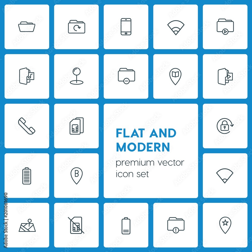 Modern Simple Set of location, folder, mobile Vector outline Icons. ..Contains such Icons as symbol, music, sim, mobile, technology, card and more on dark background. Fully Editable. Pixel Perfect Modern Simple Set of location, folder, mobile Vector outline Icons. ..Contains such Icons as symbol, music, sim, mobile, technology, card and more on dark background. Fully Editable. Pixel Perfect