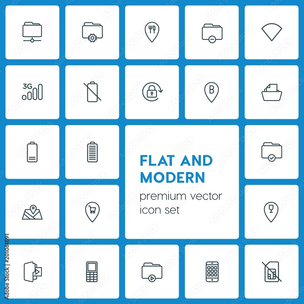 Modern Simple Set of location, folder, mobile Vector outline Icons. ..Contains such Icons as multimedia, icon, phone, 3g, signal, video and more on dark background. Fully Editable. Pixel Perfect Modern Simple Set of location, folder, mobile Vector outline Icons. ..Contains such Icons as multimedia, icon, phone, 3g, signal, video and more on dark background. Fully Editable. Pixel Perfect