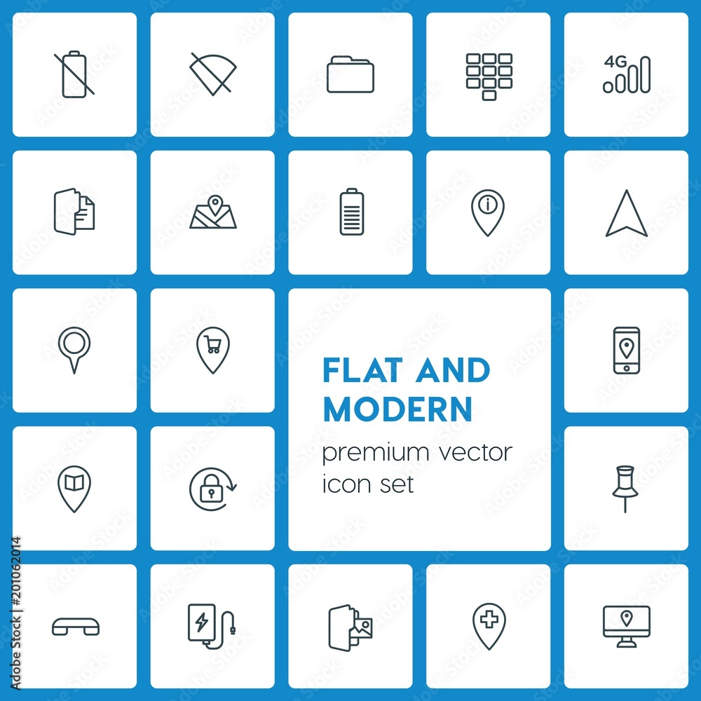 Modern Simple Set of location, folder, mobile Vector outline Icons. ..Contains such Icons as web, pointer, location, battery, white, no and more on dark background. Fully Editable. Pixel Perfect Modern Simple Set of location, folder, mobile Vector outline Icons. ..Contains such Icons as web, pointer, location, battery, white, no and more on dark background. Fully Editable. Pixel Perfect