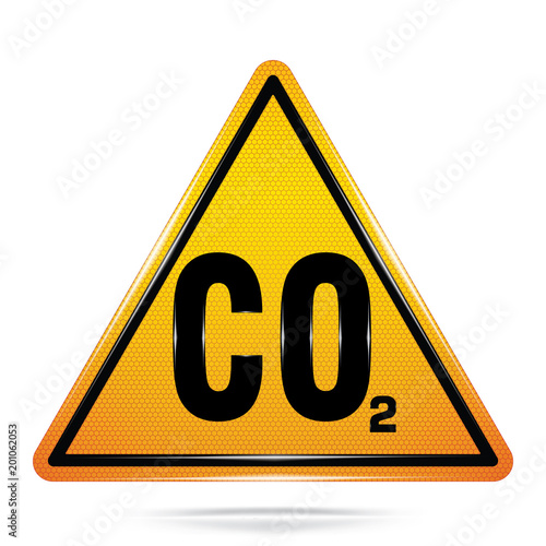 Vector and illustration graphic style,CO2 Hazard Symbol,Yellow triangle Warning Dangerous icon on white background,Attracting attention Security First sign,Idea for presentation,EPS10.
