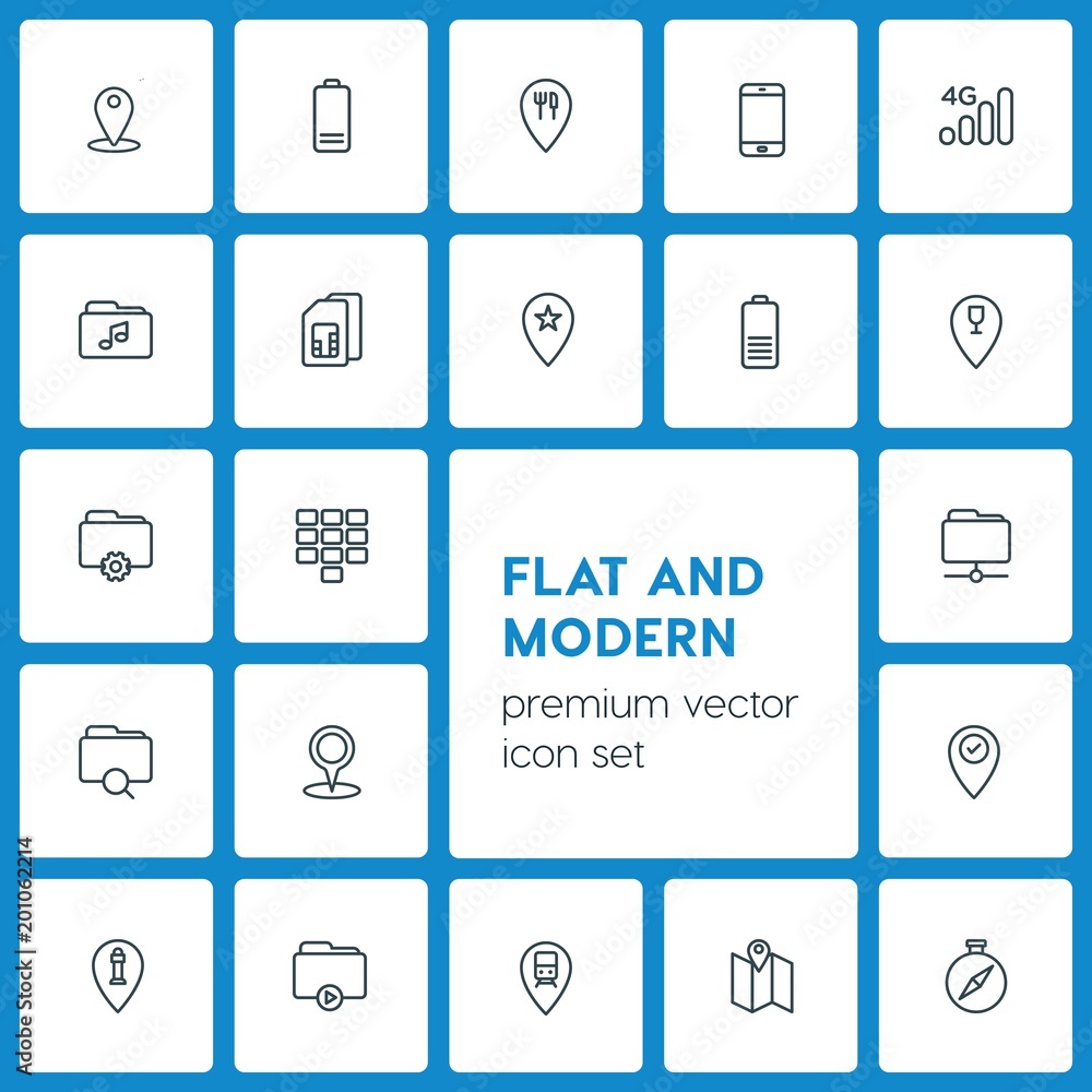 Modern Simple Set of location, folder, mobile Vector outline Icons. ..Contains such Icons as vector, mobile, phone, station, music, design and more on dark background. Fully Editable. Pixel Perfect Modern Simple Set of location, folder, mobile Vector outline Icons. ..Contains such Icons as vector, mobile, phone, station, music, design and more on dark background. Fully Editable. Pixel Perfect
