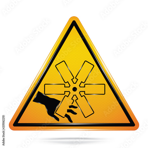 Vector and illustration graphic style,Cut  Crush Hazard Symbol,Yellow triangle Warning Dangerous icon on white background,Attracting attention Security First sign,Idea for presentation,EPS10.