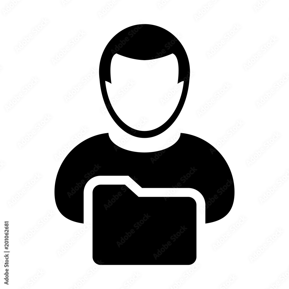 Folder Icon Vector With Person Personal Folder of User Profile Information Avatar in Glyph Pictogram illustration Folder Icon Vector With Person Personal Folder of User Profile Information Avatar in Glyph Pictogram illustration
