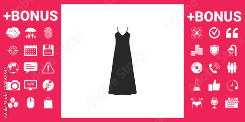 Long Dress, Evening dress, combination or nightie , the silhouette. Menu item in the web design
