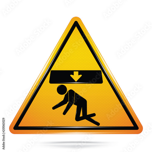 Vector and illustration of graphic style,Crushing Of Hazard Symbol,Yellow triangle Warning Dangerous icon on white background,Attracting attention Security First sign,Idea for presentation,EPS10.