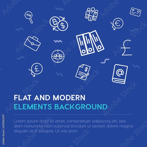 business, money outline vector icons and elements background concept on blue background...Multipurpose use on websites, presentations, brochures and more