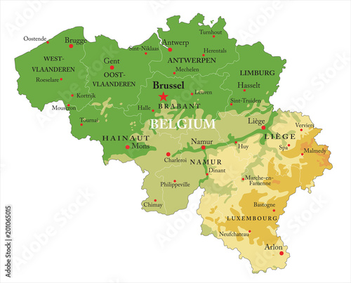Belgium relief map