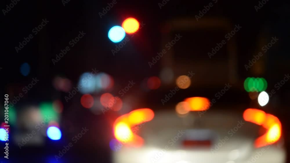 Blurry of traffic light on the road at night Blurry of traffic light on the road at night