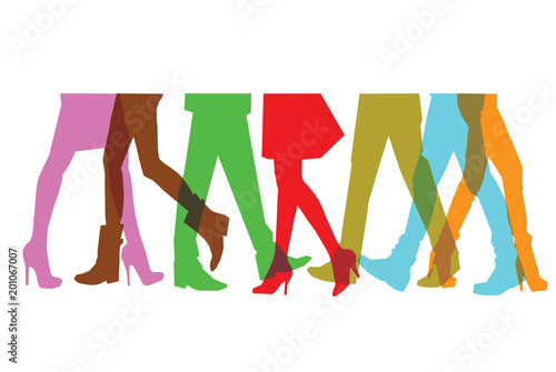 Legs of the people in rush hours. Vector / vector illustration of the human legs at rush hours