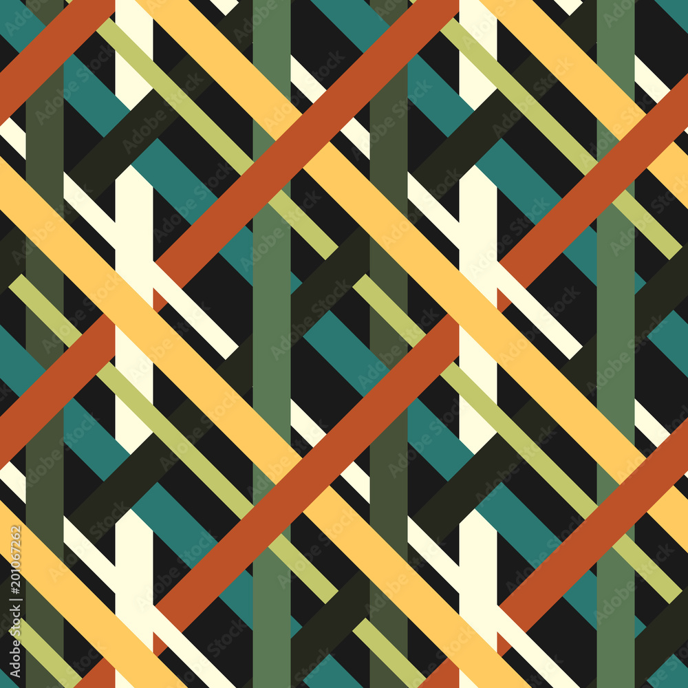 Seamless repeating pattern of colored thick lines