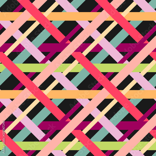 Seamless repeating pattern of colored thick lines