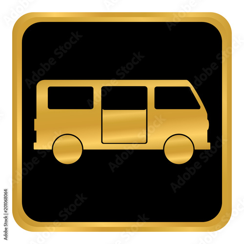 Minibus button on white.
