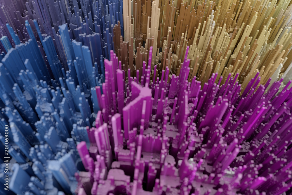 Obraz premium 3d background abstract skyscrapers city with depth of field. 3d rendering.