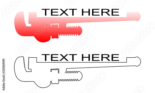 logo for plumber composed of a wrench pipe with space dedicated to a customizable text/two versions of a logo for plumber made with a stylized wrench pipe and space for the company name