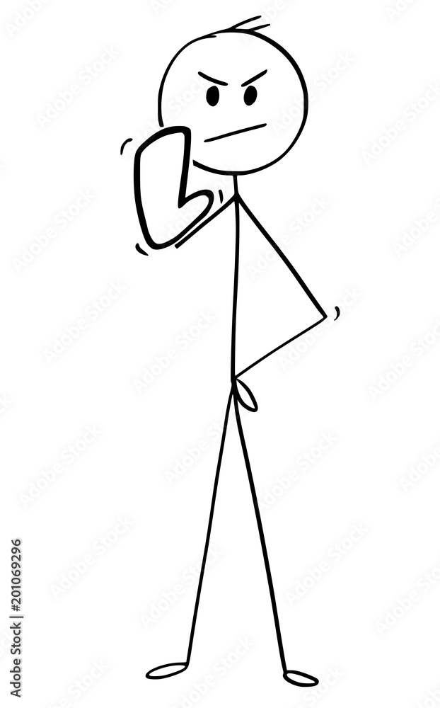 Cartoon stick man drawing conceptual illustration of businessman