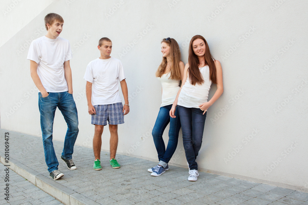group of young people on the street group of young people on the street