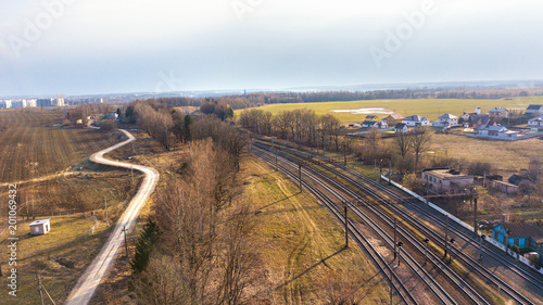 Top perspective view on railway lines.