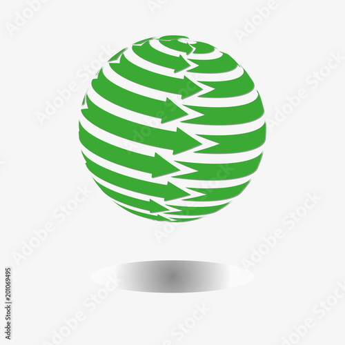 green logo/На малюнку зображено логотип зеленого кольору у вигляді стрілок з тінню. Для нової фірми.