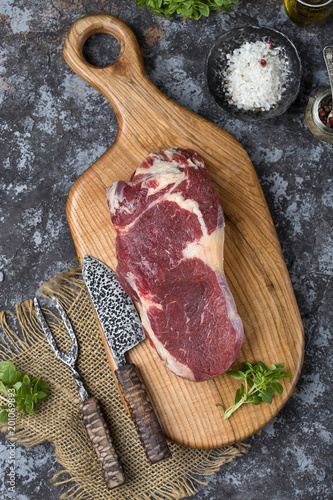 Raw ribeye steak photo