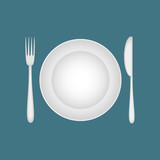 Plate with a fork and knife