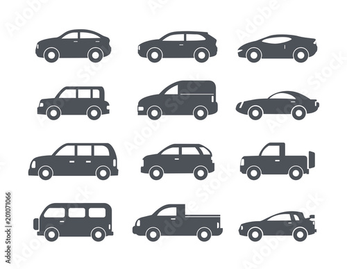 Set of black car icons - Illustration stock vector