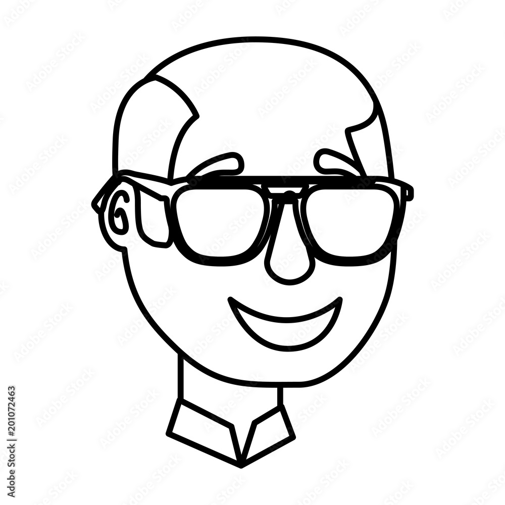 man bald with glasses comic character vector illustration design