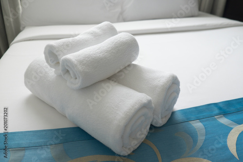 Folded clean terry towels © Dontree