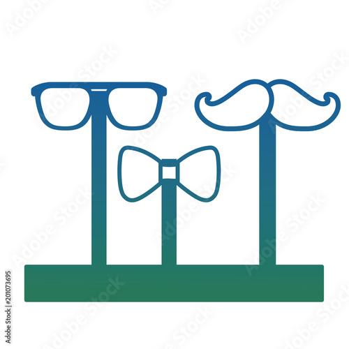 sunglasses bowtie and mustache fathers celebration vector illustration degraded color