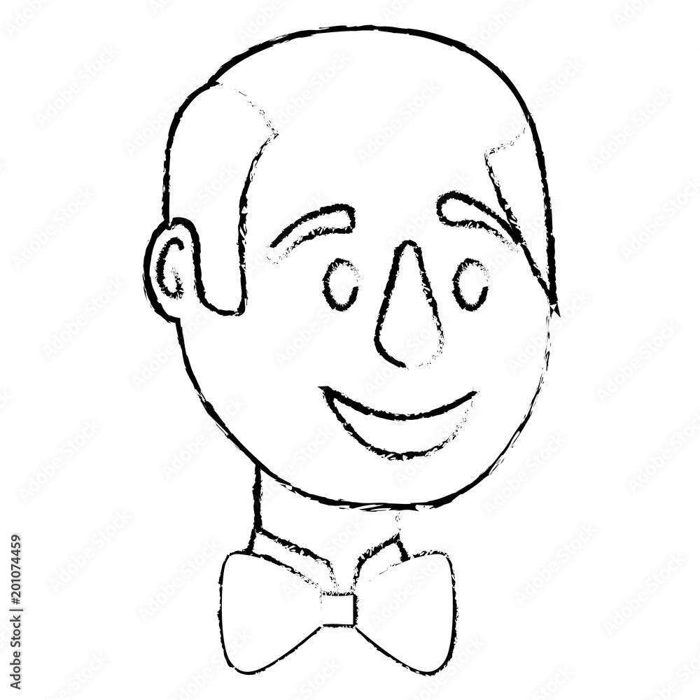 bald man character face with bowtie vector illustration sketch bald man character face with bowtie vector illustration sketch