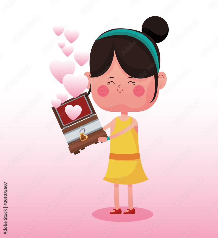 Cute girl with chest love cartoon vector illustration graphic design Cute girl with chest love cartoon vector illustration graphic design