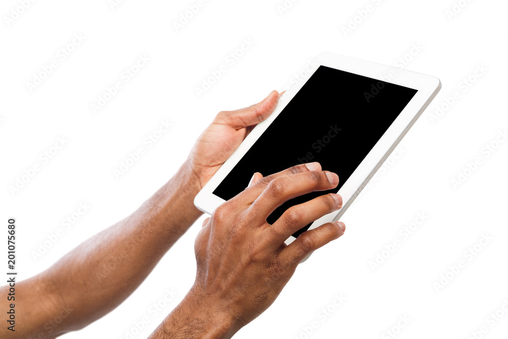 Holding and pointing on blank screen on tablet Holding and pointing on blank screen on tablet