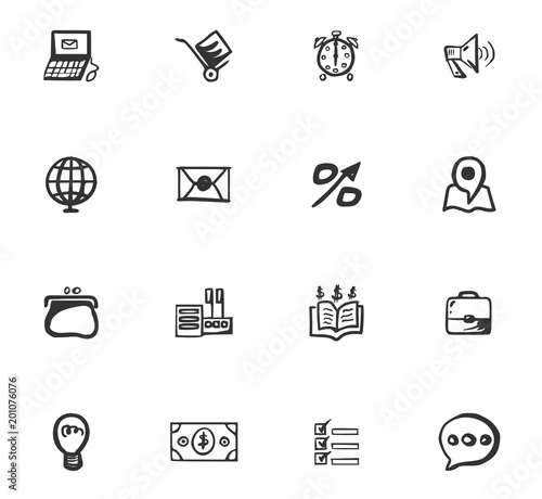 Doodle Business icons set