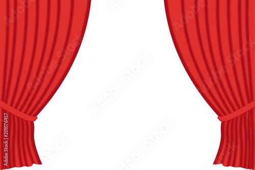Rideaux rouges sur fond blanc