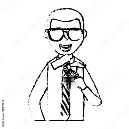 elegant businessman eating cupcake avatar character vector illustration design