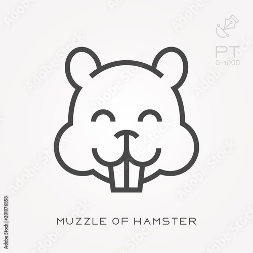 Line icon muzzle of hamster
