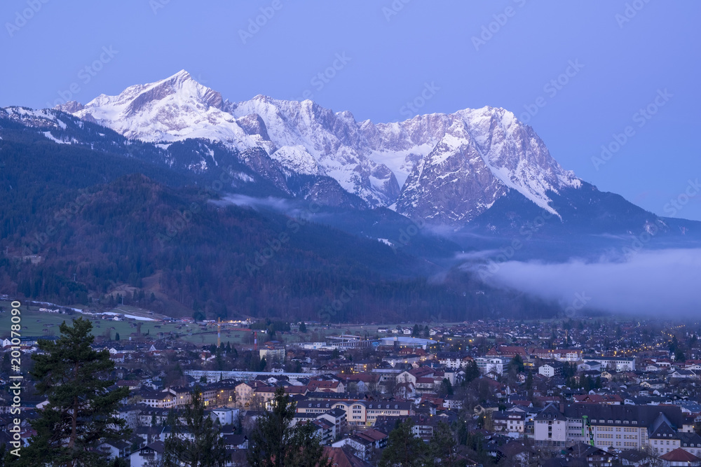 View to Garmisch-Partenkirchen in the morning