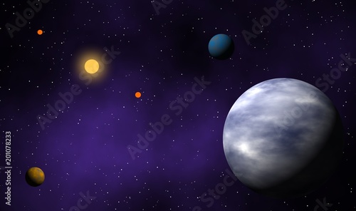 Fototapeta Naklejka Na Ścianę i Meble -  Exoplanets solar system illustration graphic design background