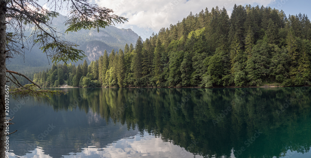 beautiful trekking by tovel lake in Trentino