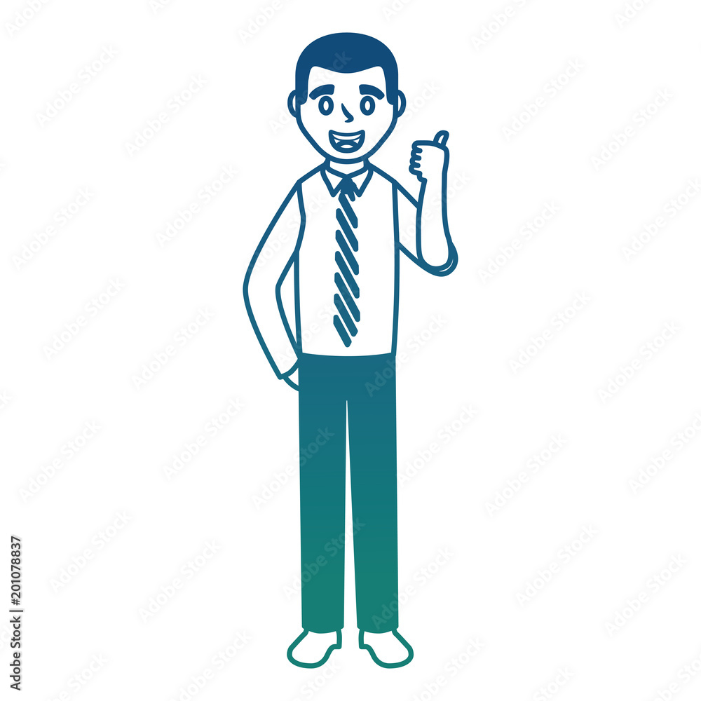 happy man standing wearing shirt and necktie vector illustration degraded color