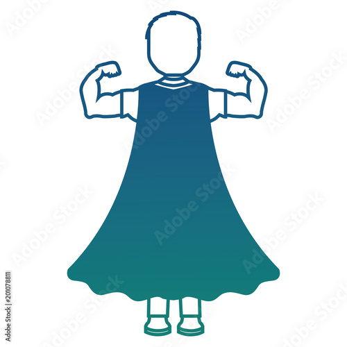 child with a hero cape view from the back vector illustration degraded color