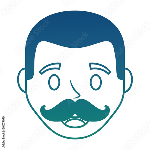 happy face man character avatar vector illustration degraded color