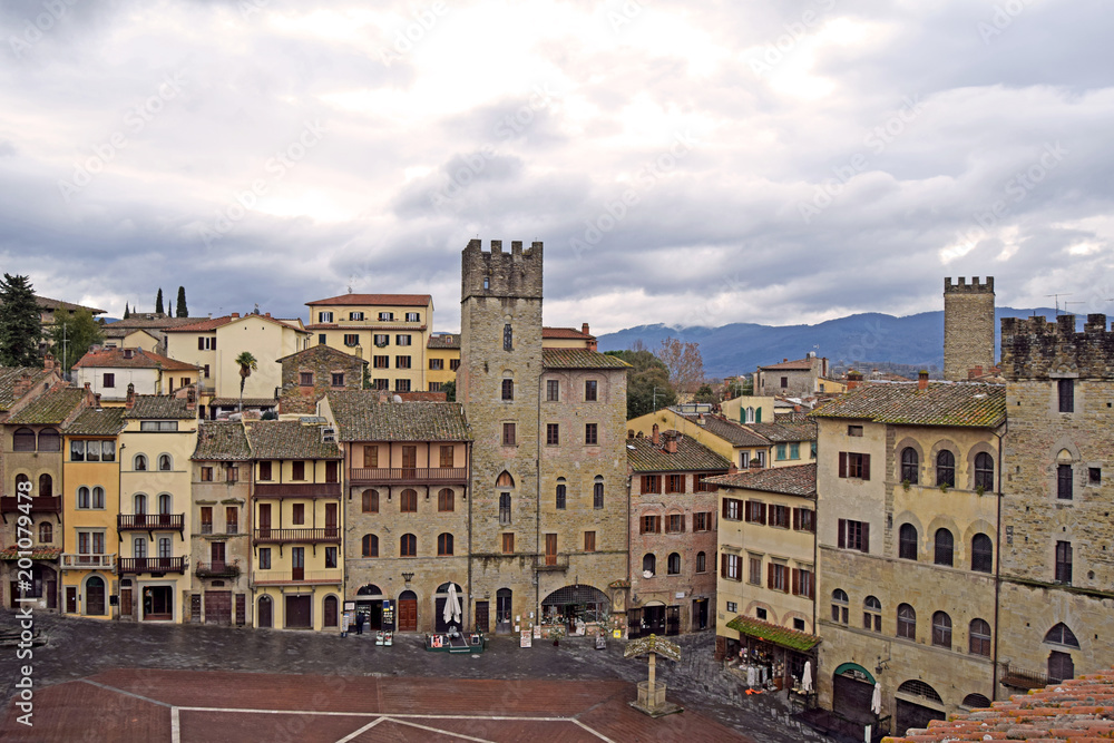 Ancient buildings surrounding the Big Square of Arezzo - Tuscany - Italy