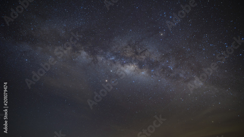 Milky way galaxy with stars and space dust in the universe  Long exposure photograph  with grain.