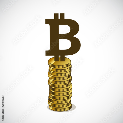 bitcoin steht auf goldmünzen